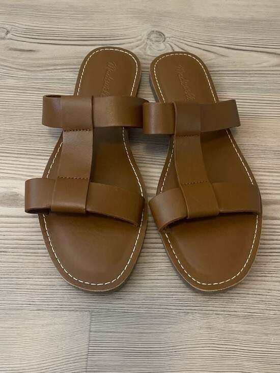 Madewell The Boardwalk H-Strap Slide Sandals in English Saddle Leather Size 9.5 - Picture 2 of 7
